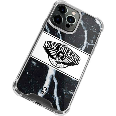 NBA New Orleans Pelicans Marble iPhone 15 Pro Clear Case